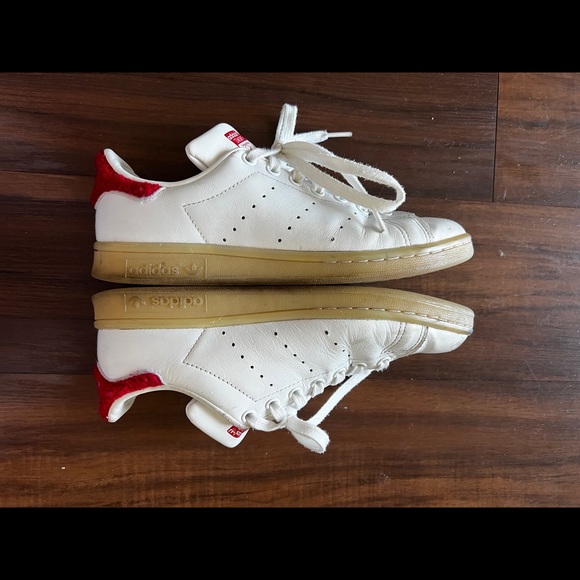 Womens Adidas Stan Smith White Red Leather Casual Shoes Sneakers US 7 - Picture 5 of 9